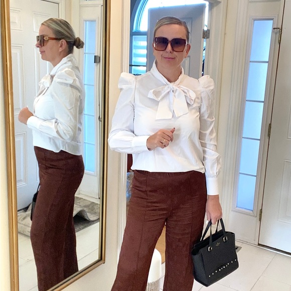 White Frenchy style blouse with puff sleeves M - Picture 2 of 5